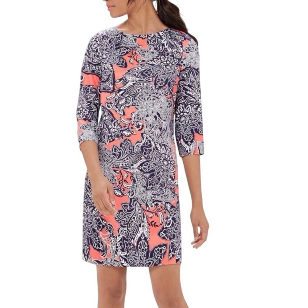 The limited factory coral and blue paisley shift dress size small